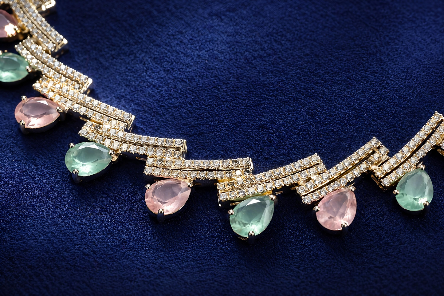 Mint Green & Blush Pink Designer Party Wear Jewellery Set (MAN17)
