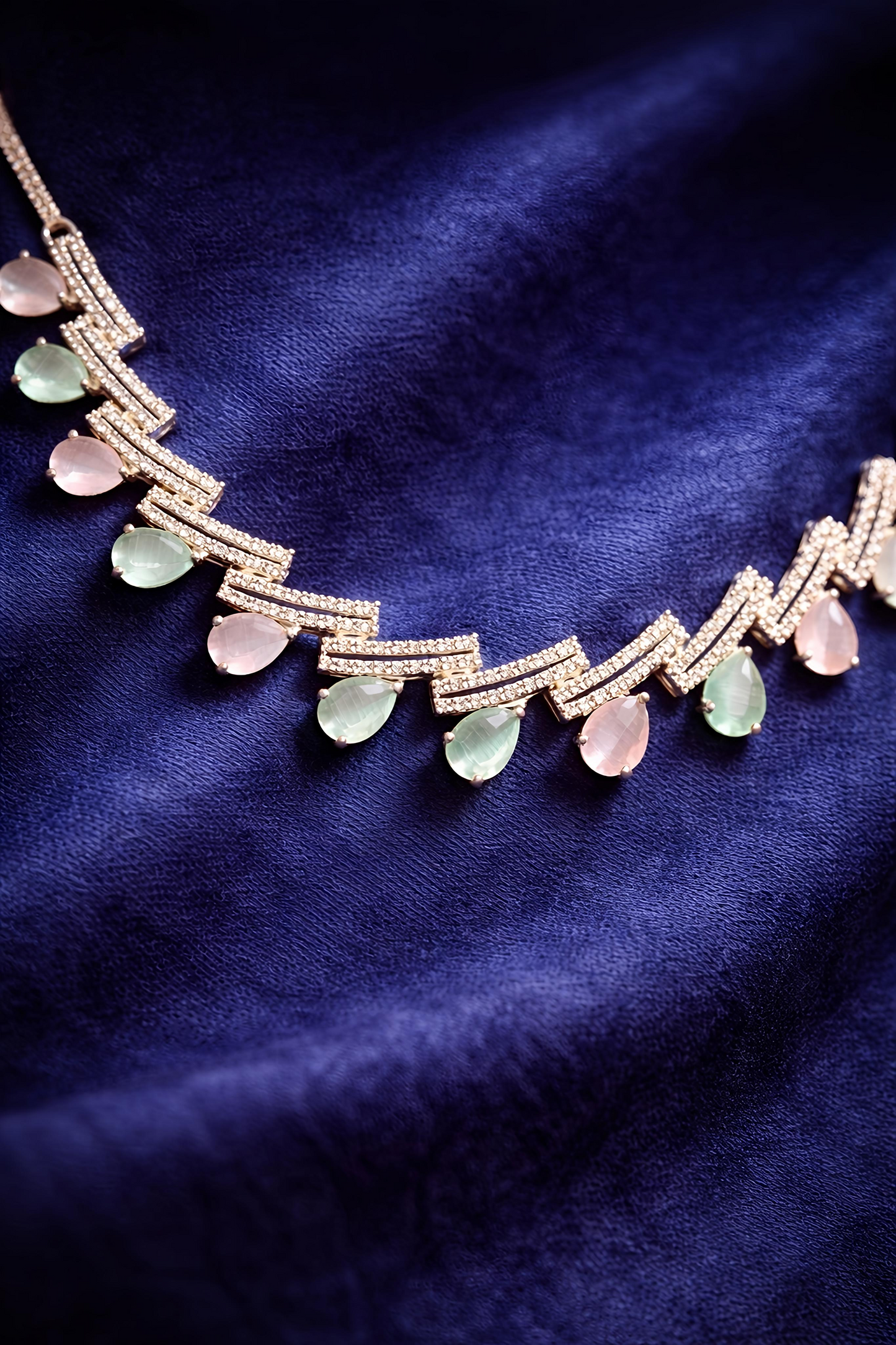 Mint Green & Blush Pink Designer Party Wear Jewellery Set (MAN17)