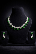 Emerald Green American Diamond Necklace Set (MAN16)