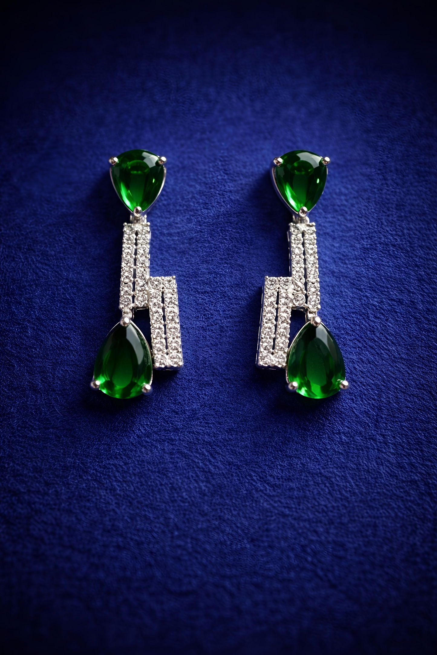 Emerald Green American Diamond Necklace Set (MAN16)