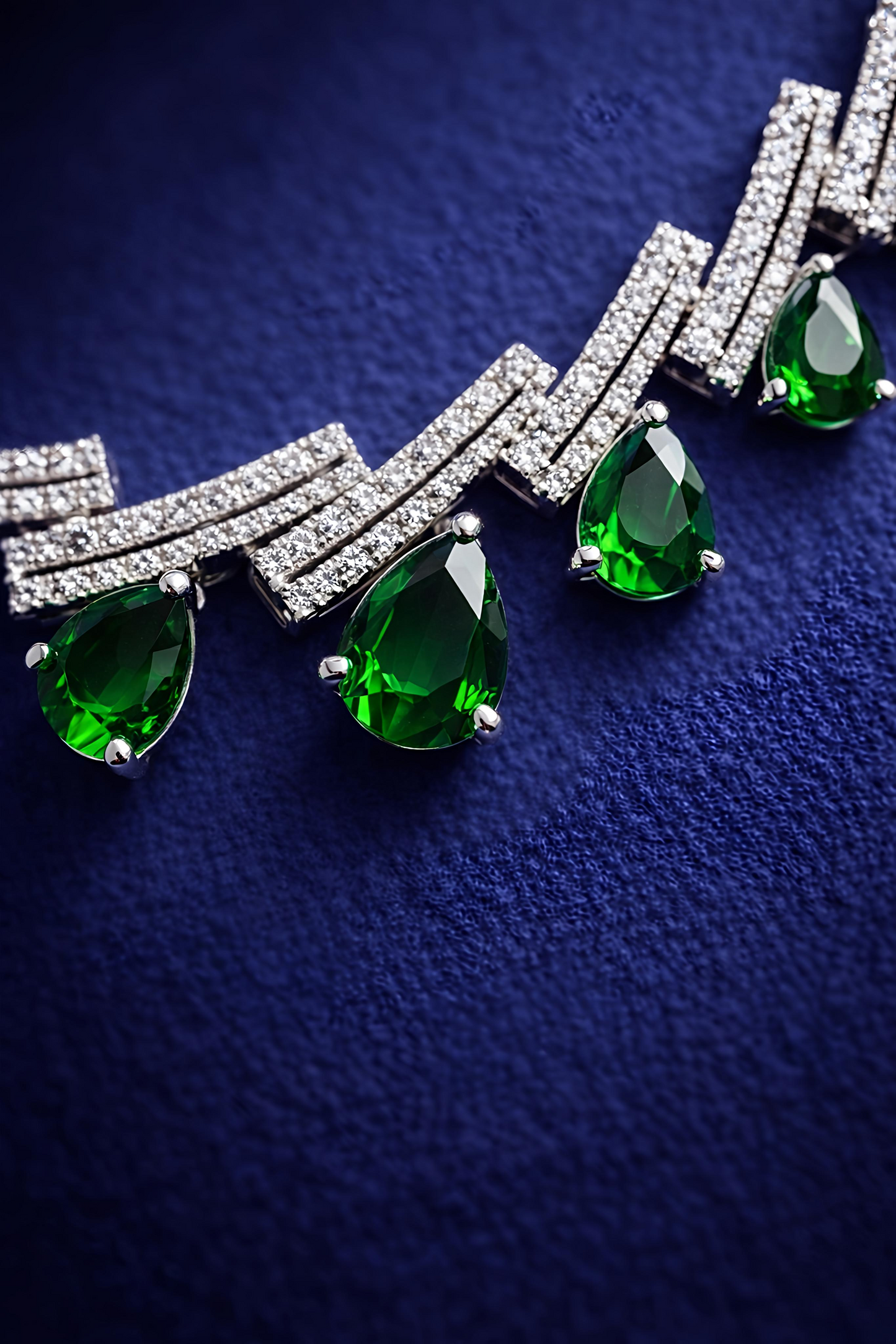 Emerald Green American Diamond Necklace Set (MAN16)