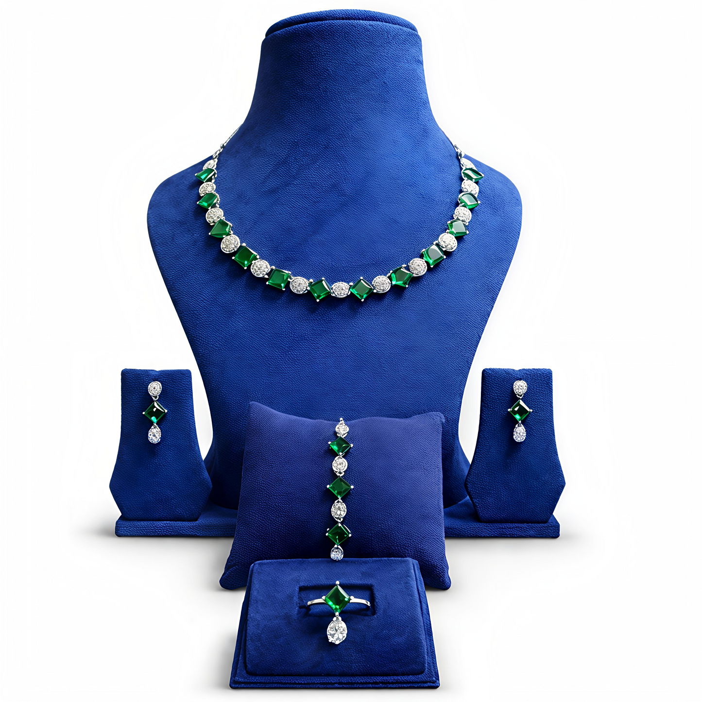 Emerald Green Stone Jewellery Combo Set for Women (MAN13)