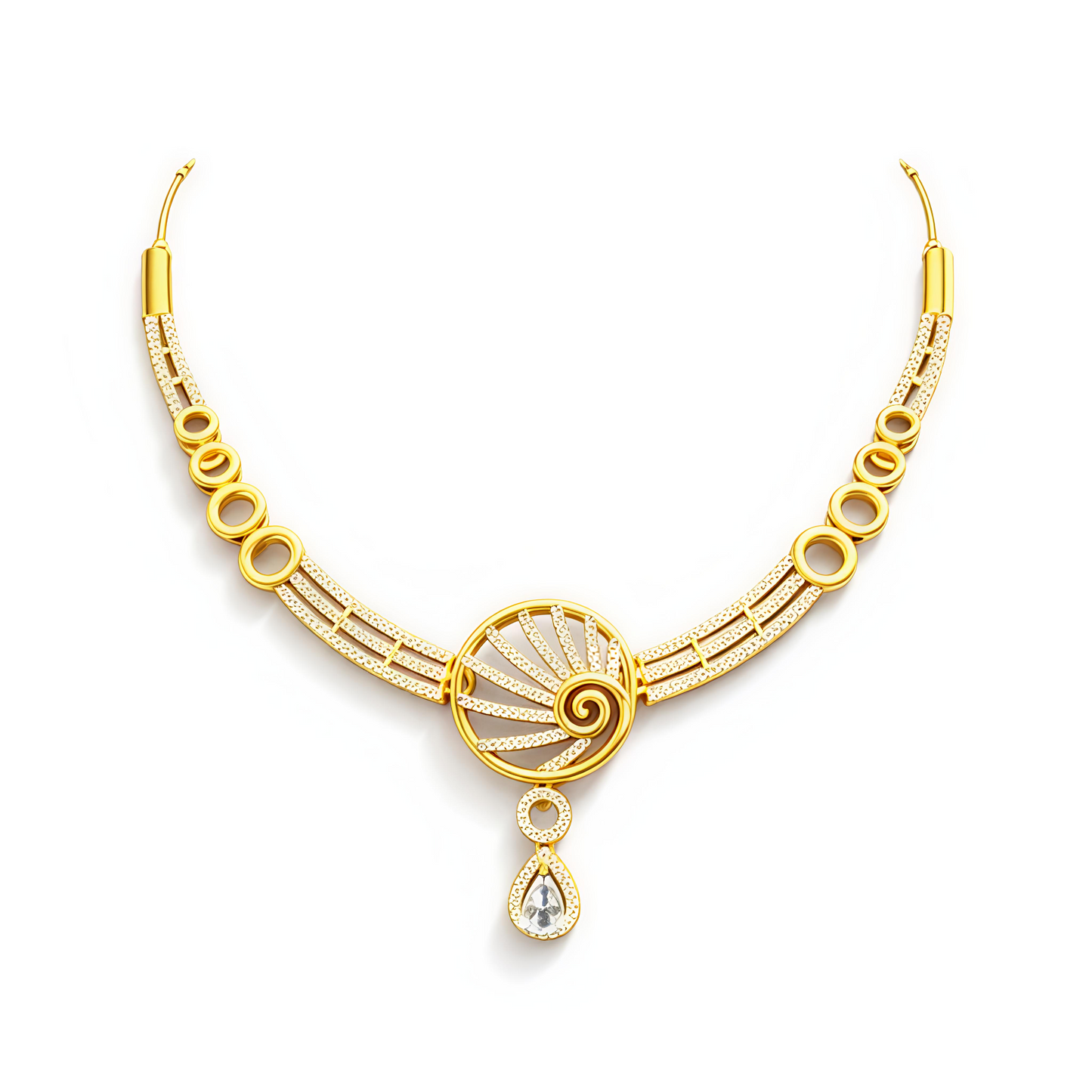 Elegant Gold Plated American Diamond Necklace Set (MAN11)