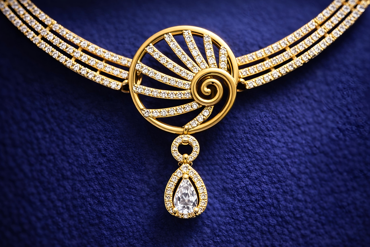 Elegant Gold Plated American Diamond Necklace Set (MAN11)