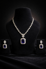 Royal Blue Stone American Diamond Pendant Set (MAN10)