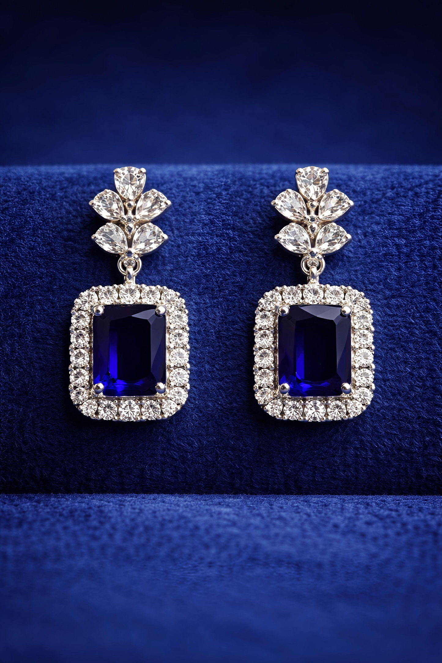 Royal Blue Stone American Diamond Pendant Set (MAN10)