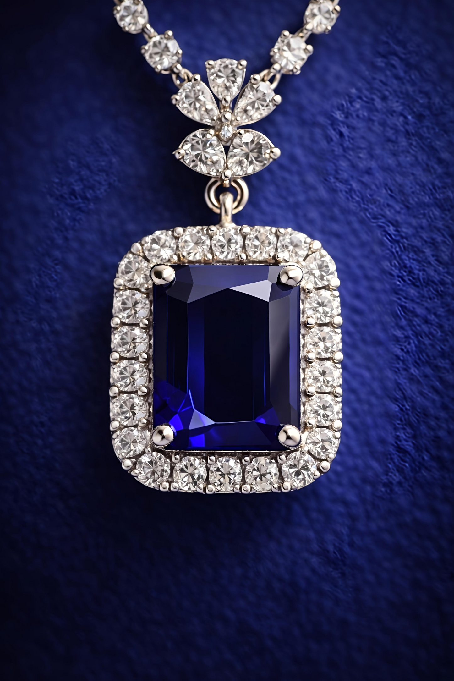 Royal Blue Stone American Diamond Pendant Set (MAN10)