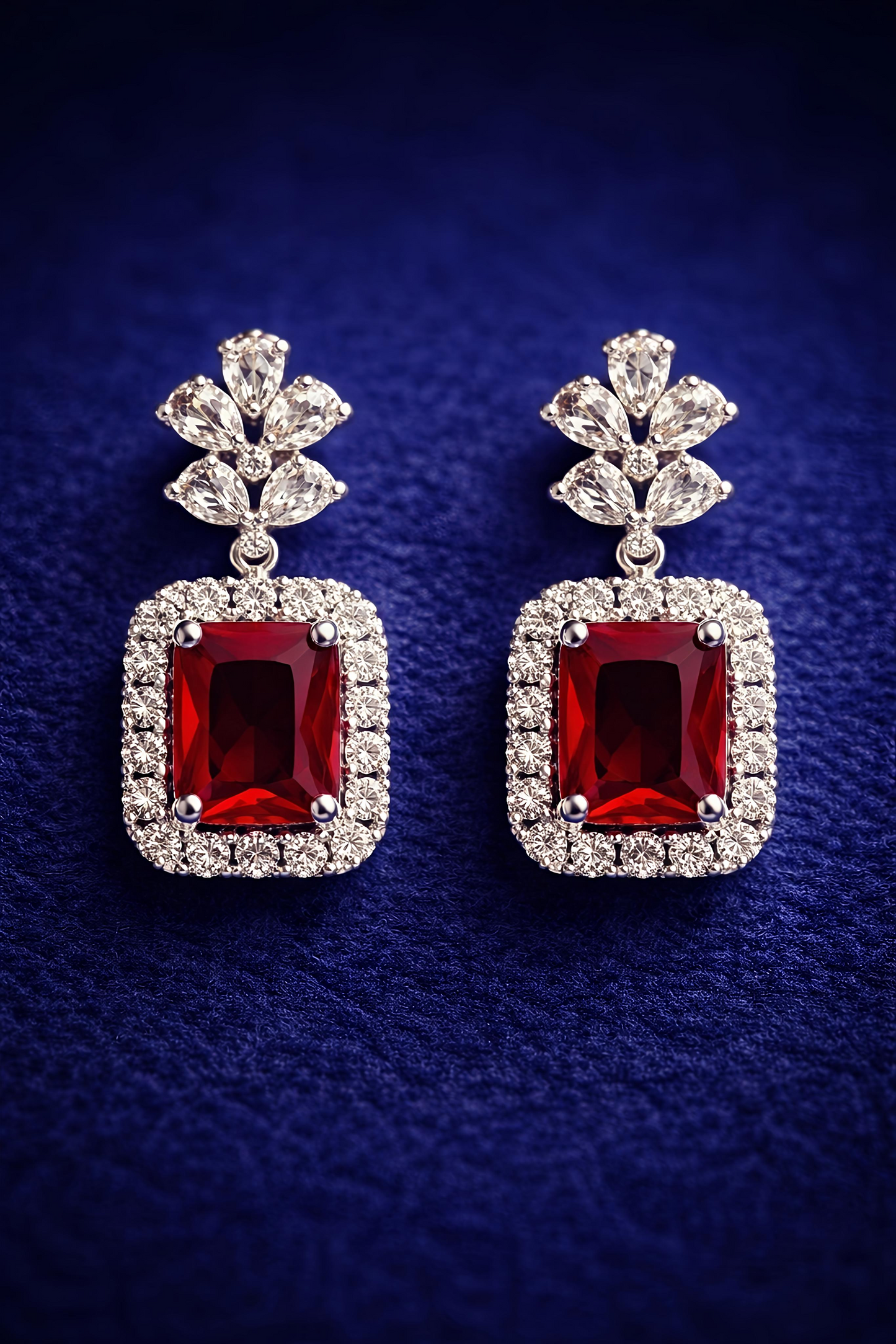 Ruby Red Stone American Diamond Pendant Set (MAN14)