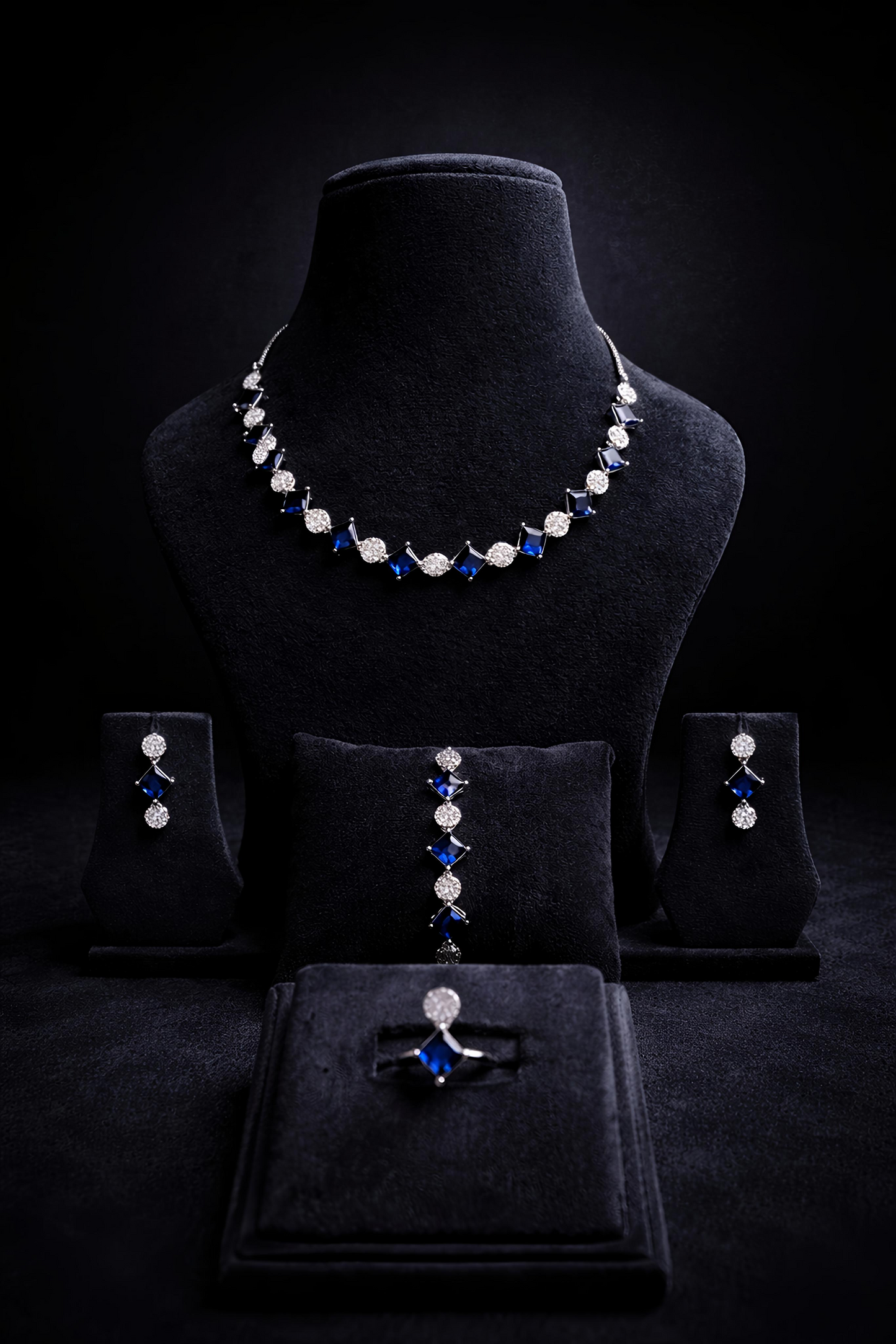 Royal Blue Stone Jewellery Combo Set for Women (MAN25)
