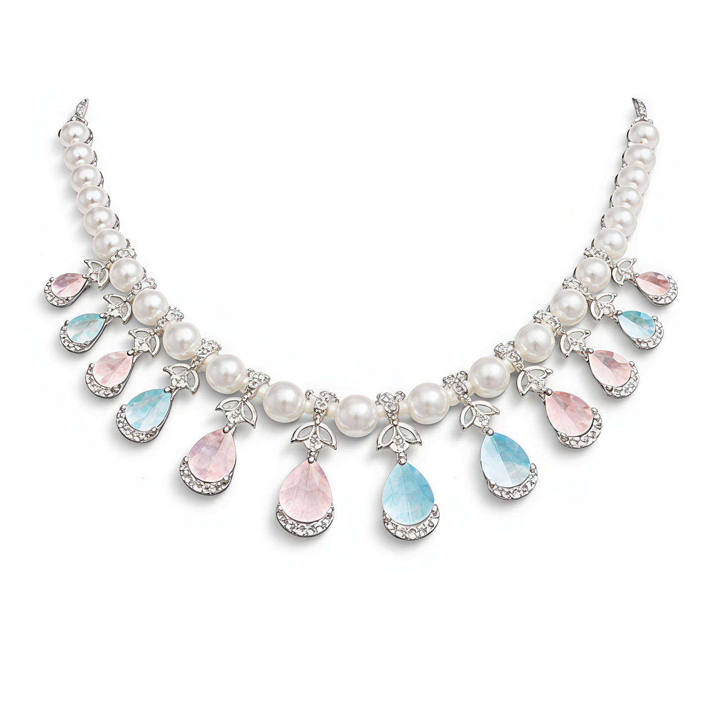 Luxury Pearl Pastel Stone Necklace Set (MAN04)