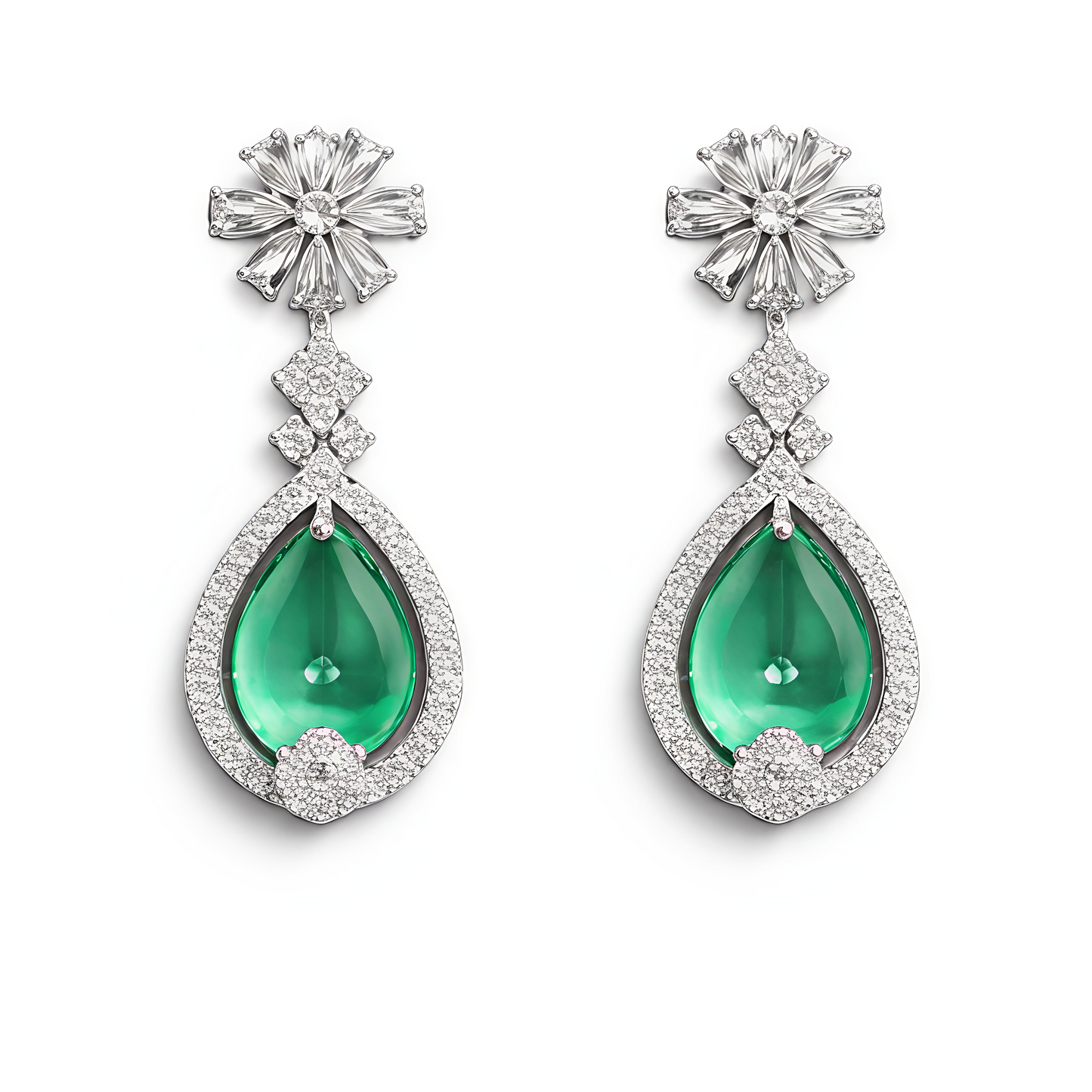 Emerald Green Crystal American Diamond Necklace Set (MAN08)