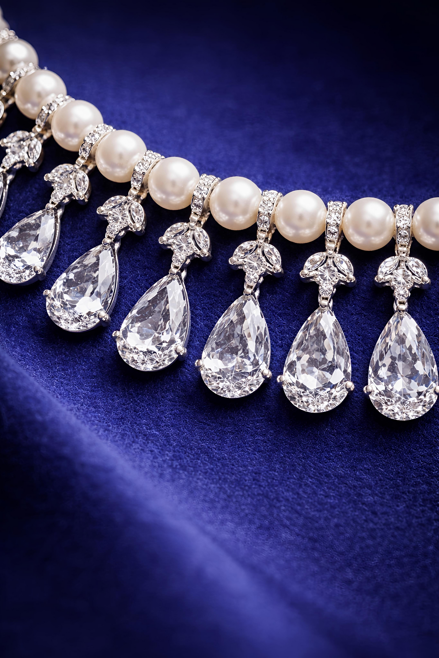 Elegant Pearl & American Diamond Necklace Set with Matching Earrings (MAN03)