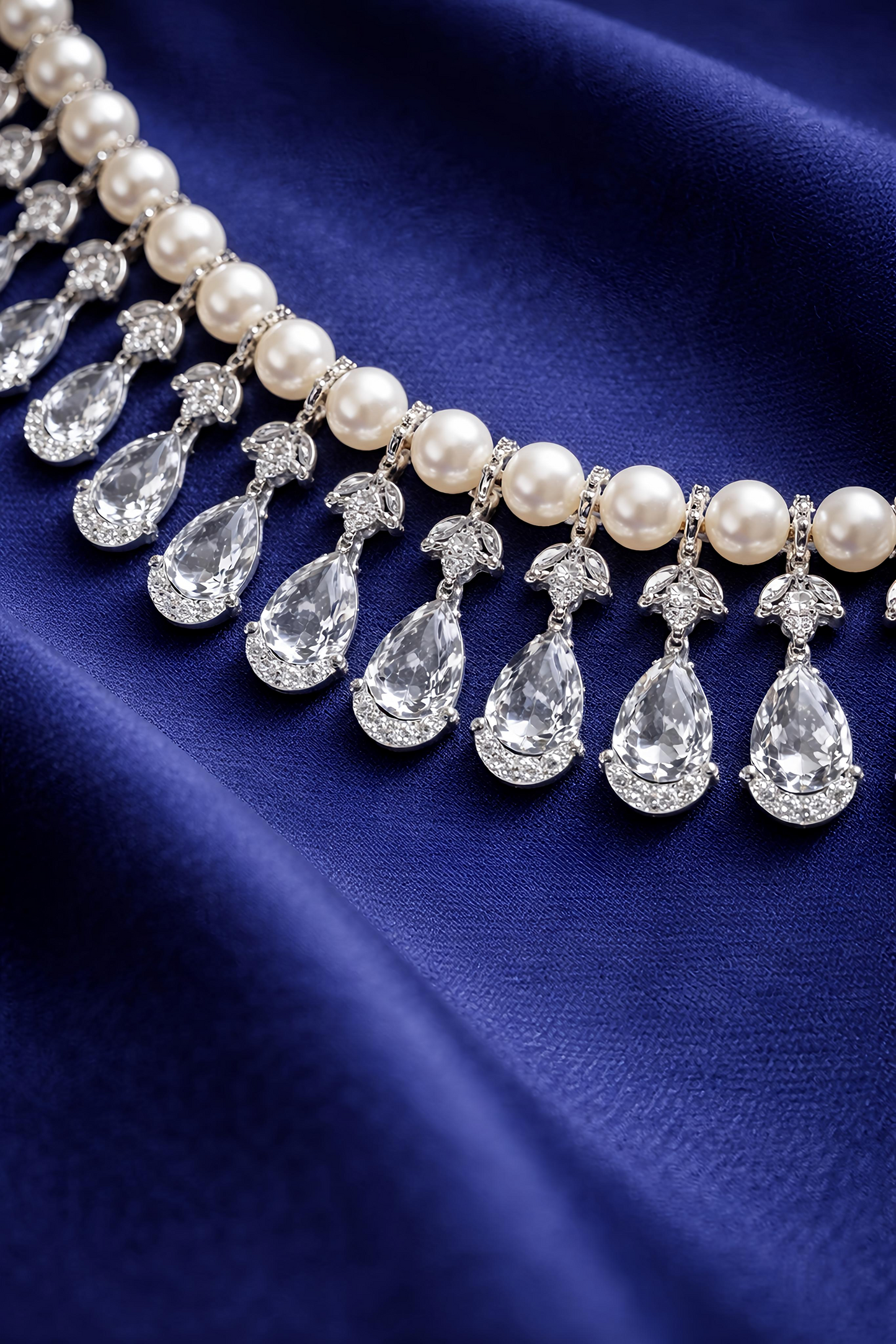 Elegant Pearl & American Diamond Necklace Set with Matching Earrings (MAN03)