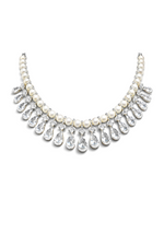 Elegant Pearl & American Diamond Necklace Set with Matching Earrings (MAN03)