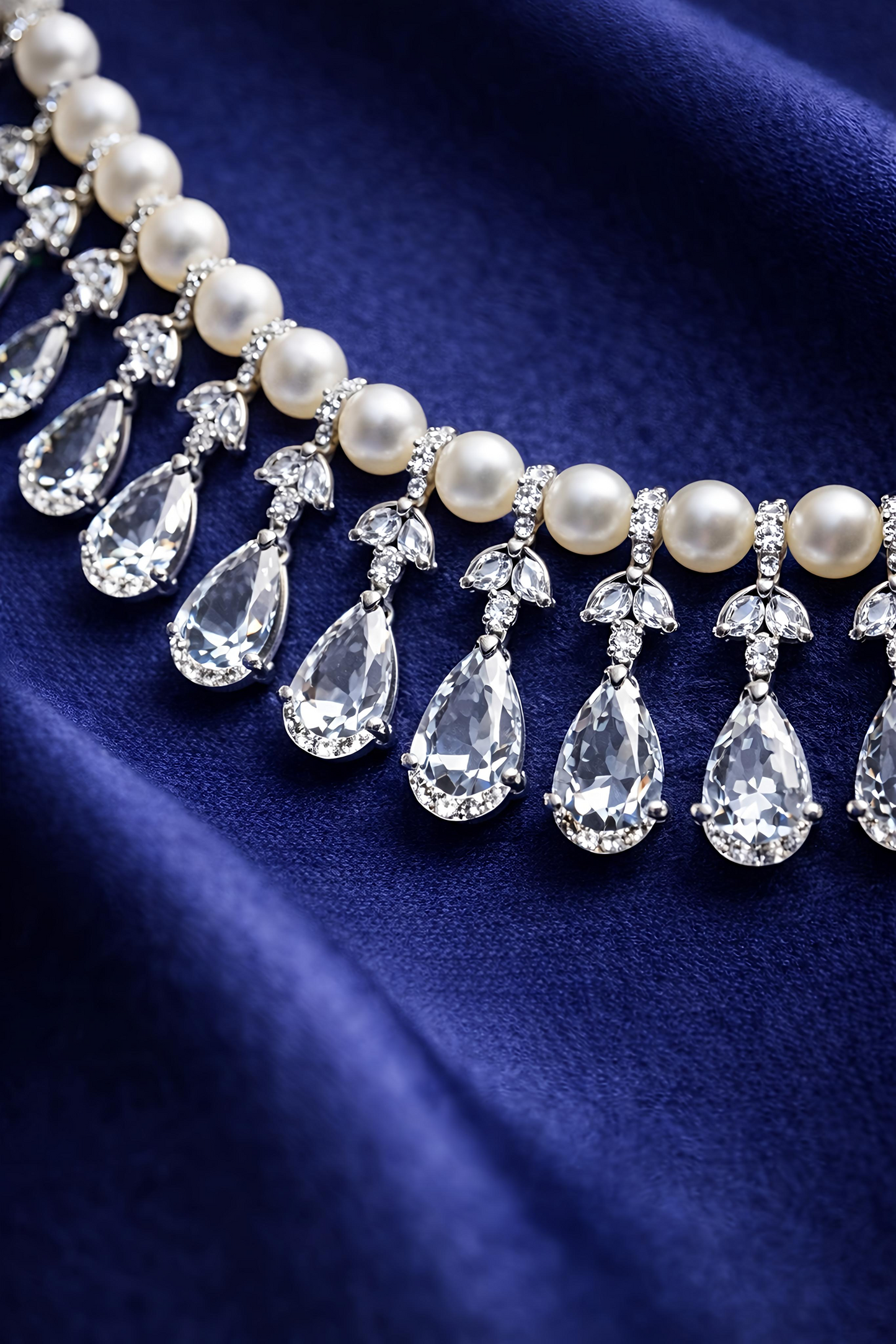 Elegant Pearl & American Diamond Necklace Set with Matching Earrings (MAN03)