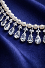 Elegant Pearl & American Diamond Necklace Set with Matching Earrings (MAN03)