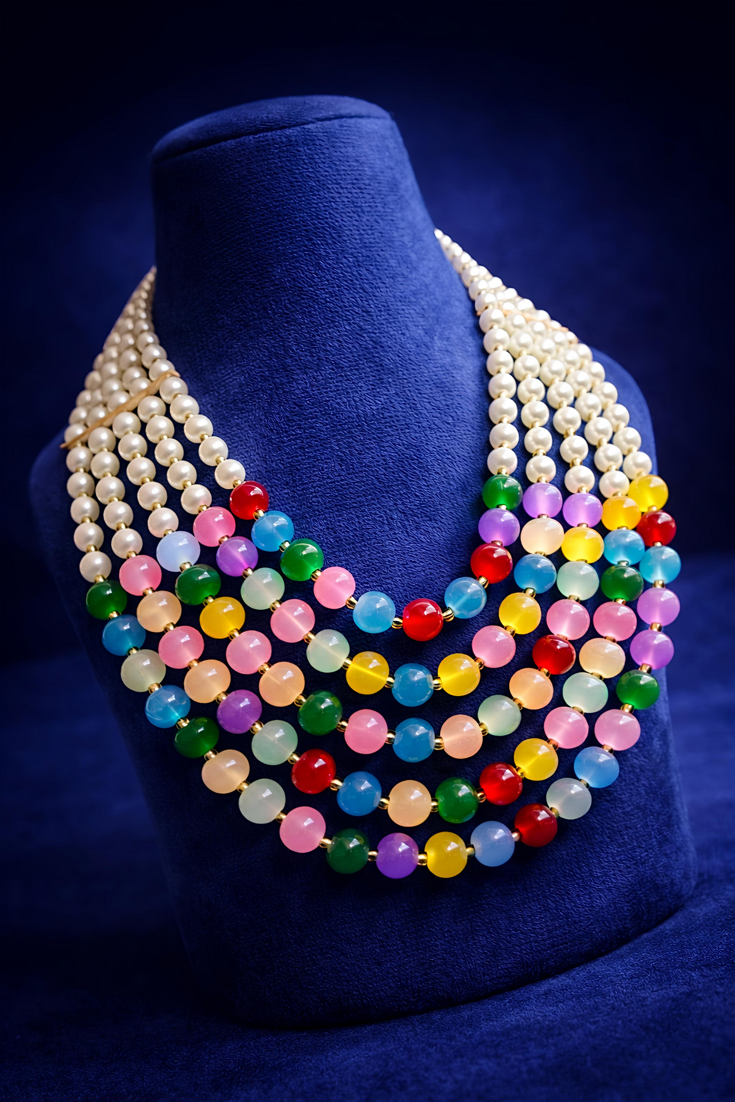 Multicolor Pearl Layered Necklace Set for Women (MAN09)