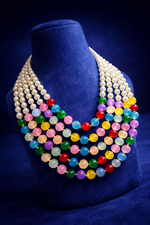 Multicolor Pearl Layered Necklace Set for Women (MAN09)