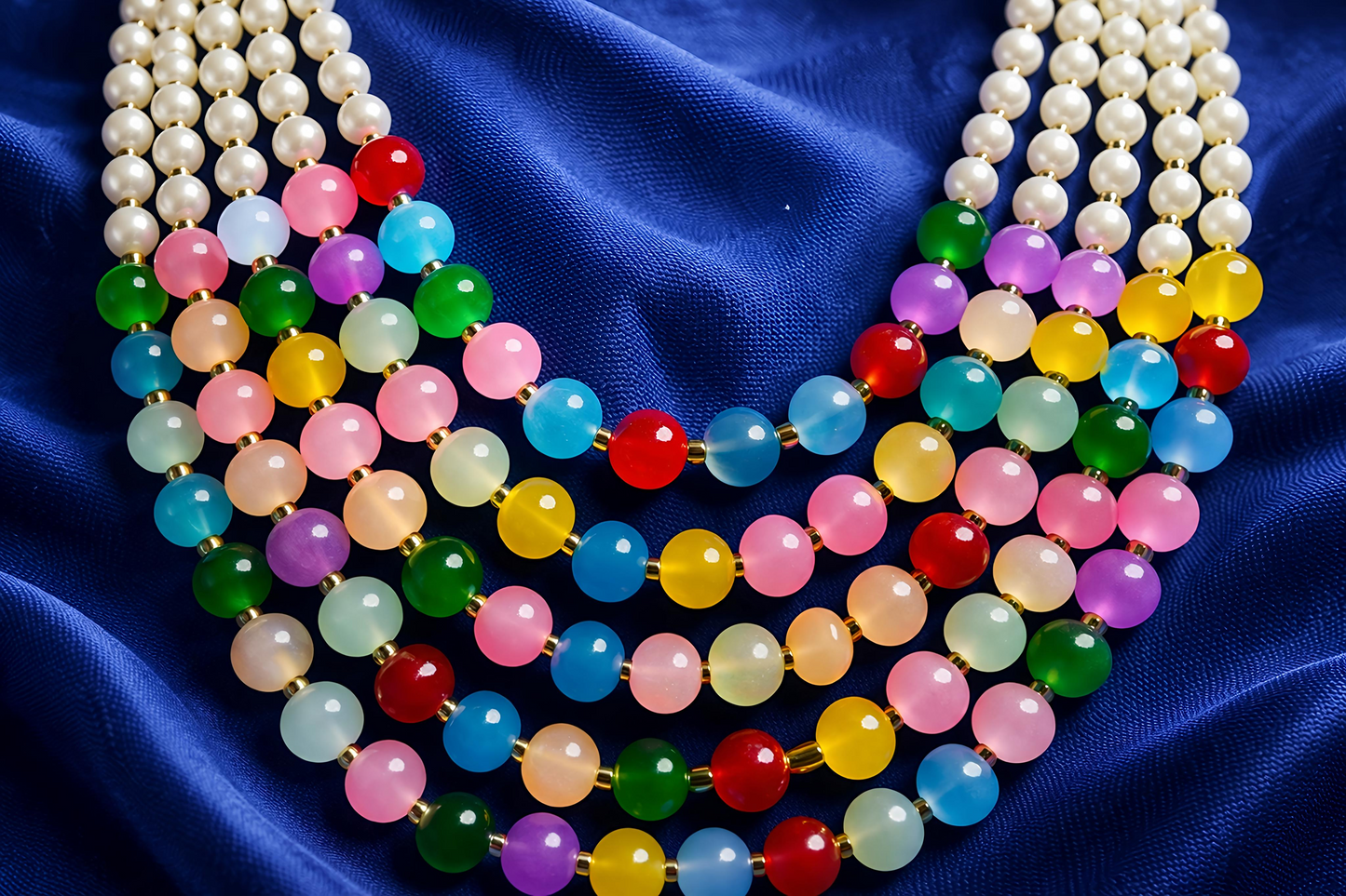 Multicolor Pearl Layered Necklace Set for Women (MAN09)