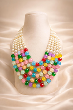 Multicolor Pearl Layered Necklace Set for Women (MAN09)