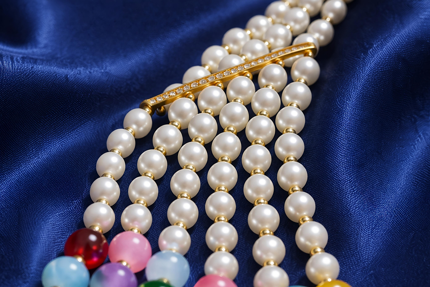 Multicolor Pearl Layered Necklace Set for Women (MAN09)