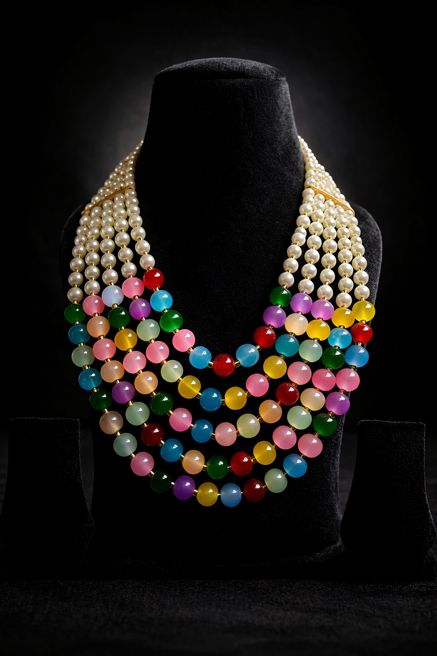 Multicolor Pearl Layered Necklace Set for Women (MAN09)