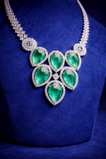 Emerald Green Crystal American Diamond Necklace Set (MAN08)