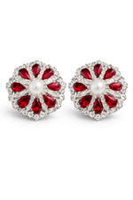 Ruby Red Pearl & American Diamond Necklace Set (MAN05)