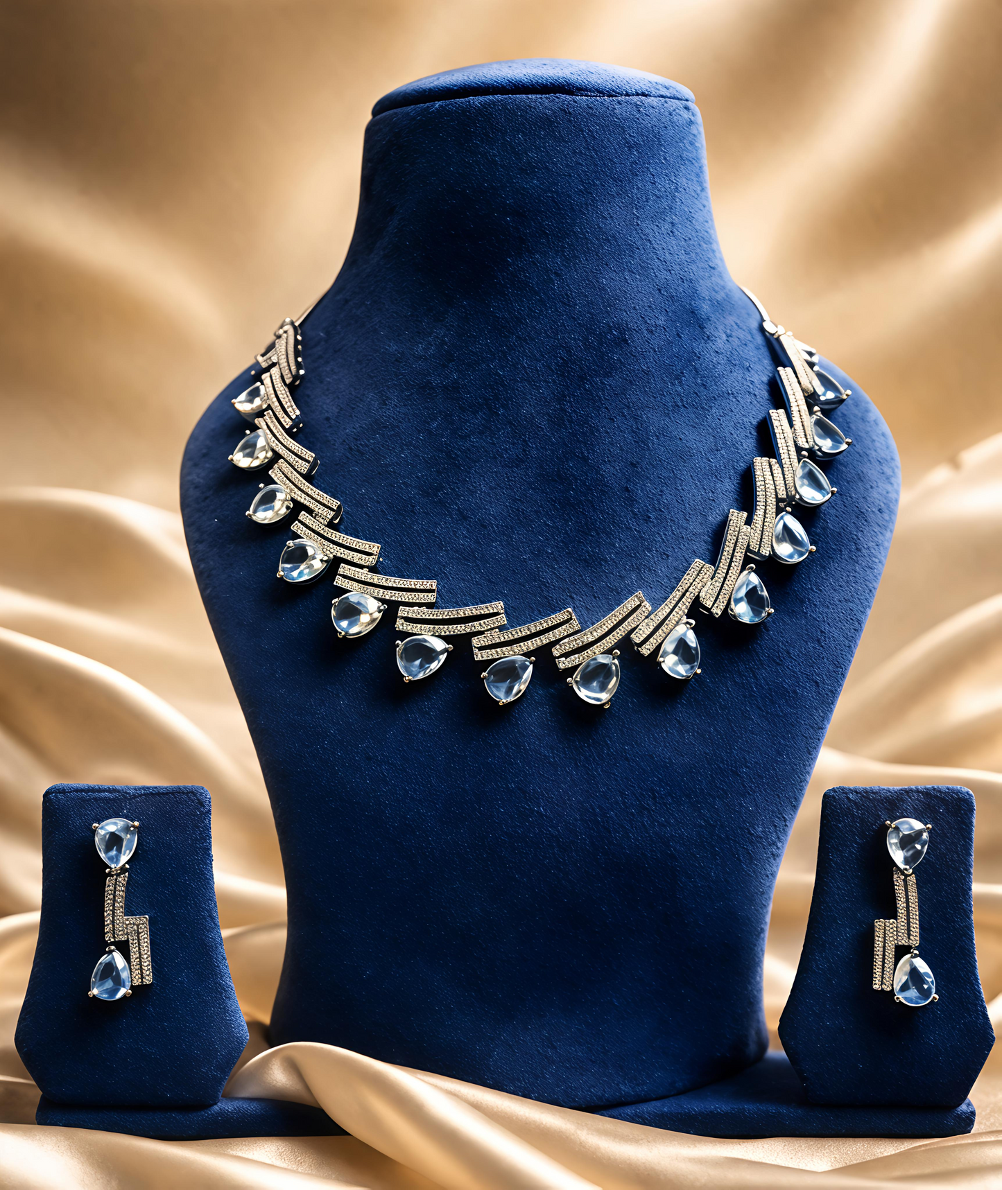 Crystal Drop American Diamond Necklace Set (MAN19)