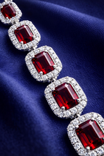 Luxury Ruby Red Stone Necklace Set (MAN02)
