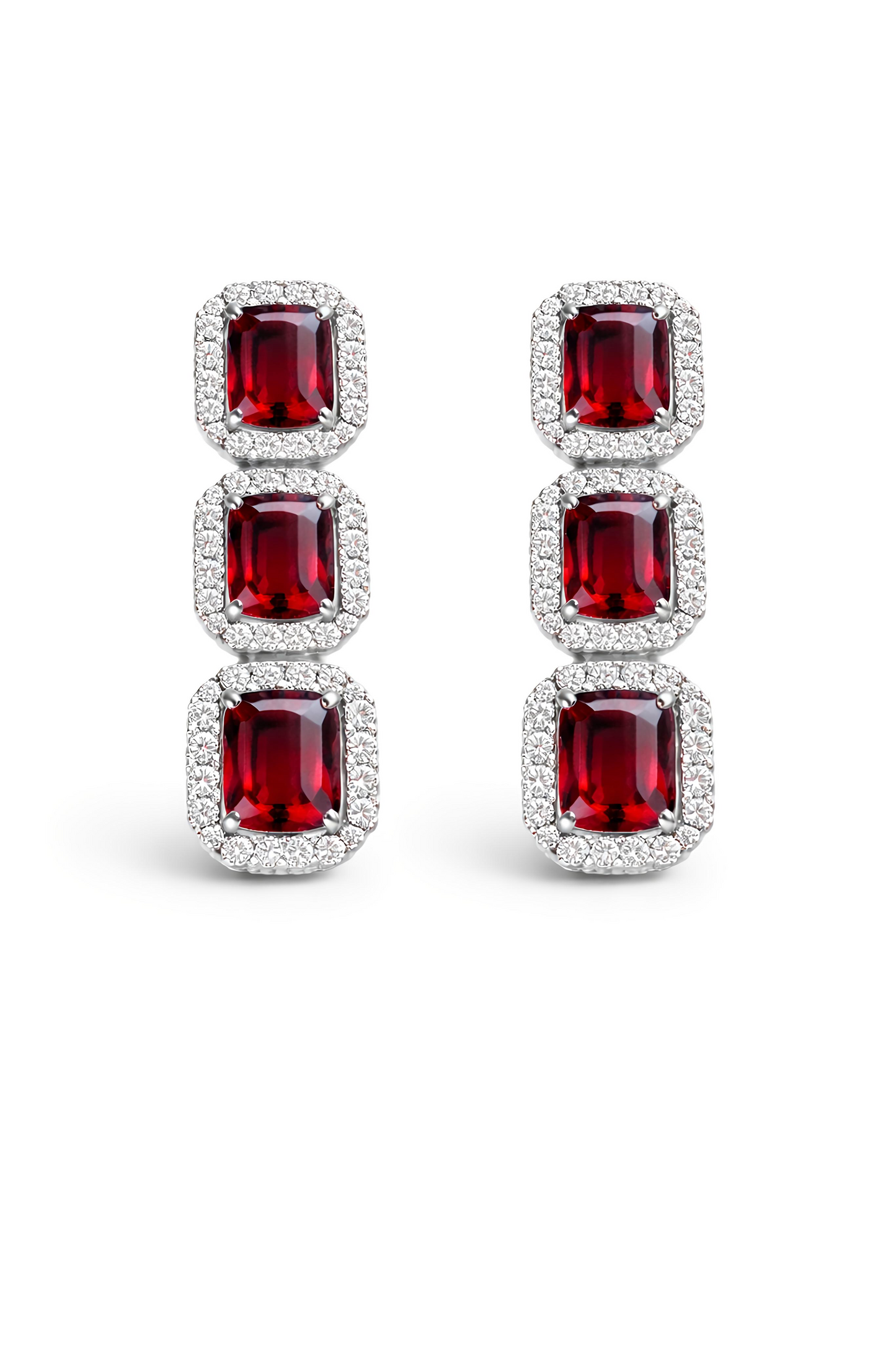 Luxury Ruby Red Stone Necklace Set (MAN02)