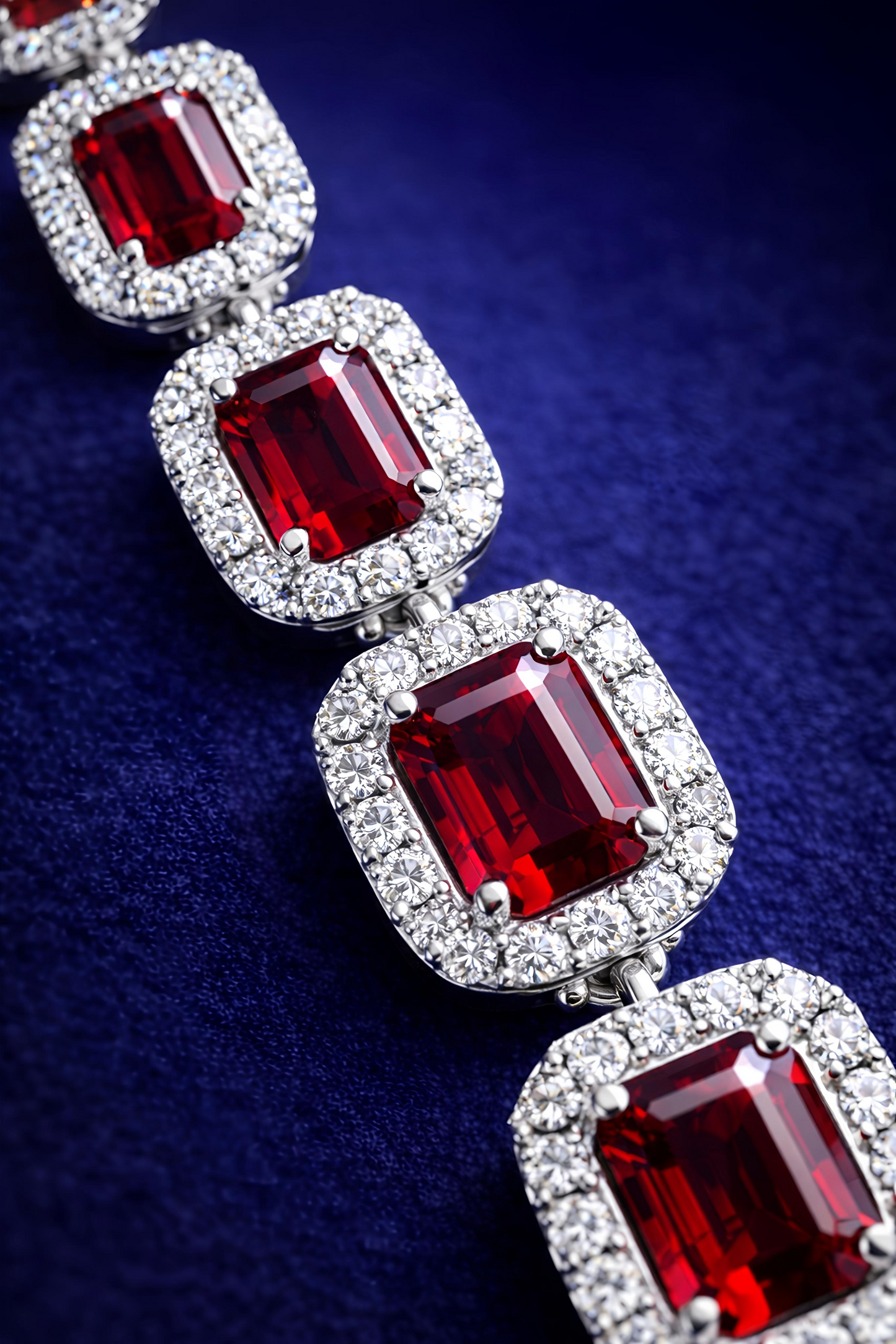Luxury Ruby Red Stone Necklace Set (MAN02)
