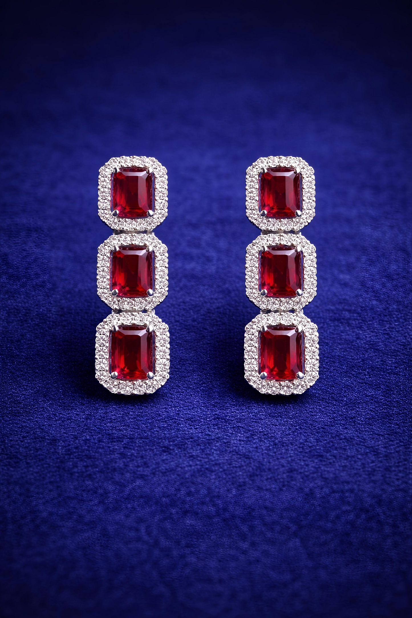 Luxury Ruby Red Stone Necklace Set (MAN02)