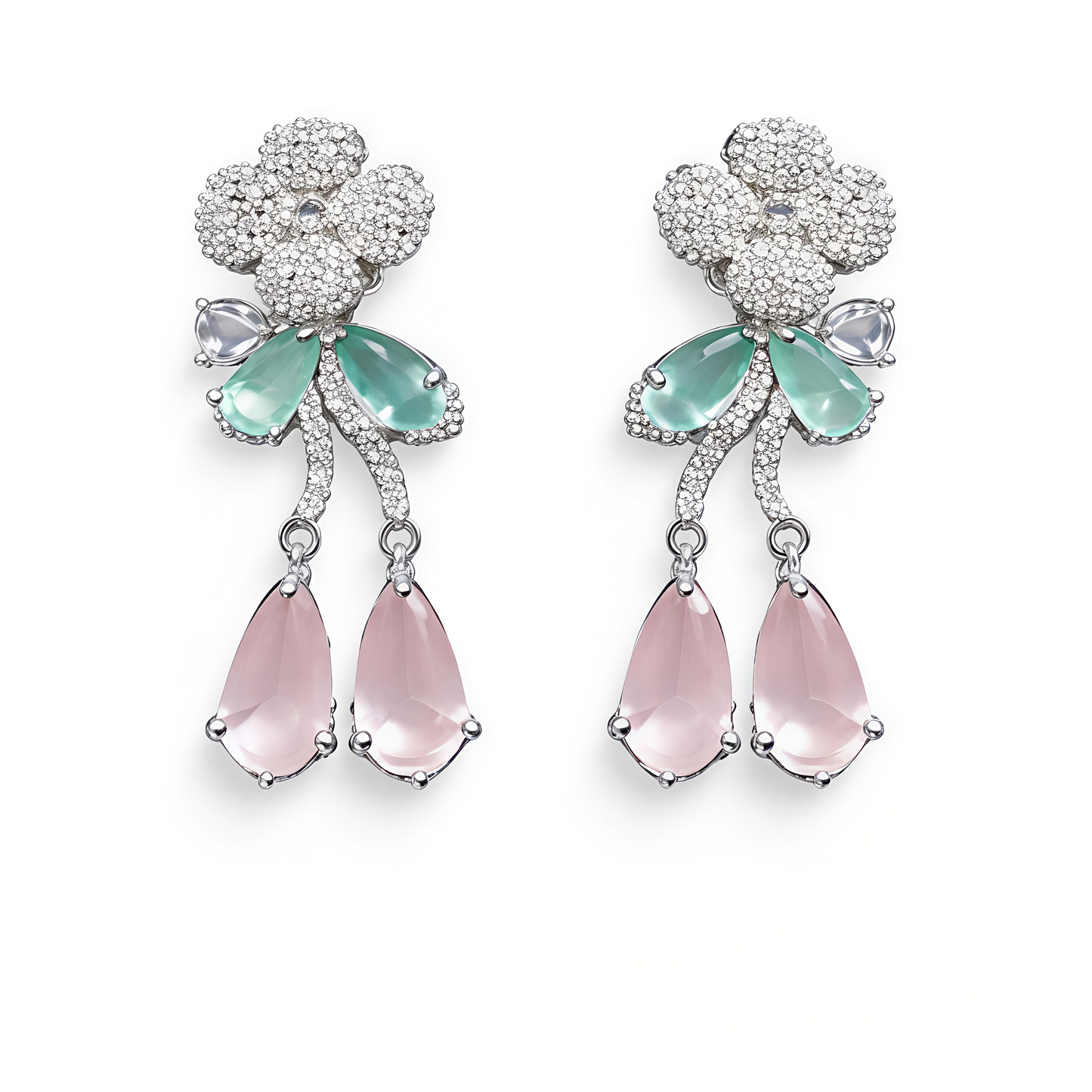 Pastel Floral American Diamond Necklace Set (MAN07)