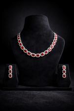 Luxury Ruby Red Stone Necklace Set (MAN02)