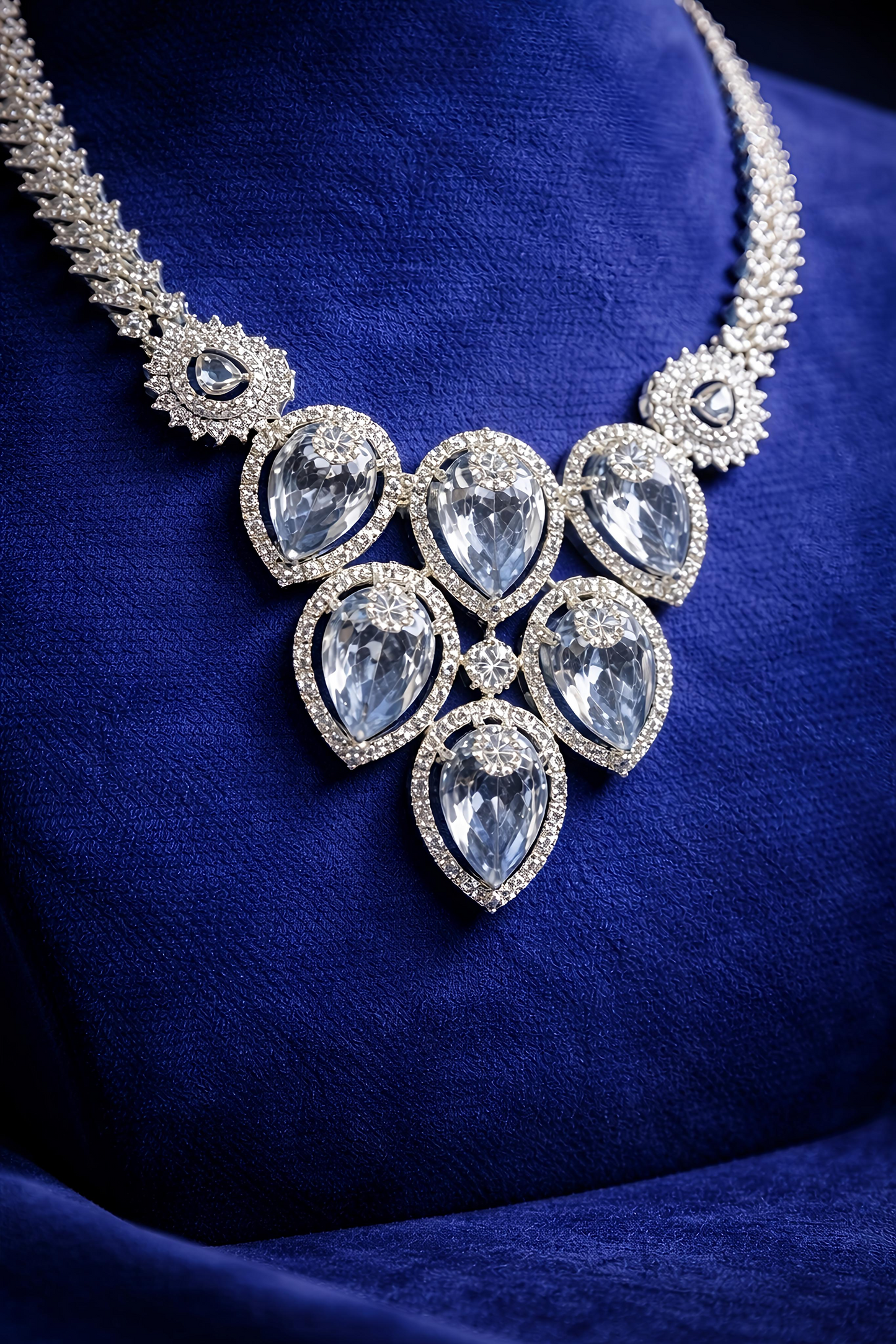 Luxury Crystal Drop American Diamond Necklace Set (MAN06)