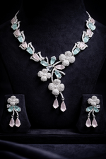Pastel Floral American Diamond Necklace Set (MAN07)