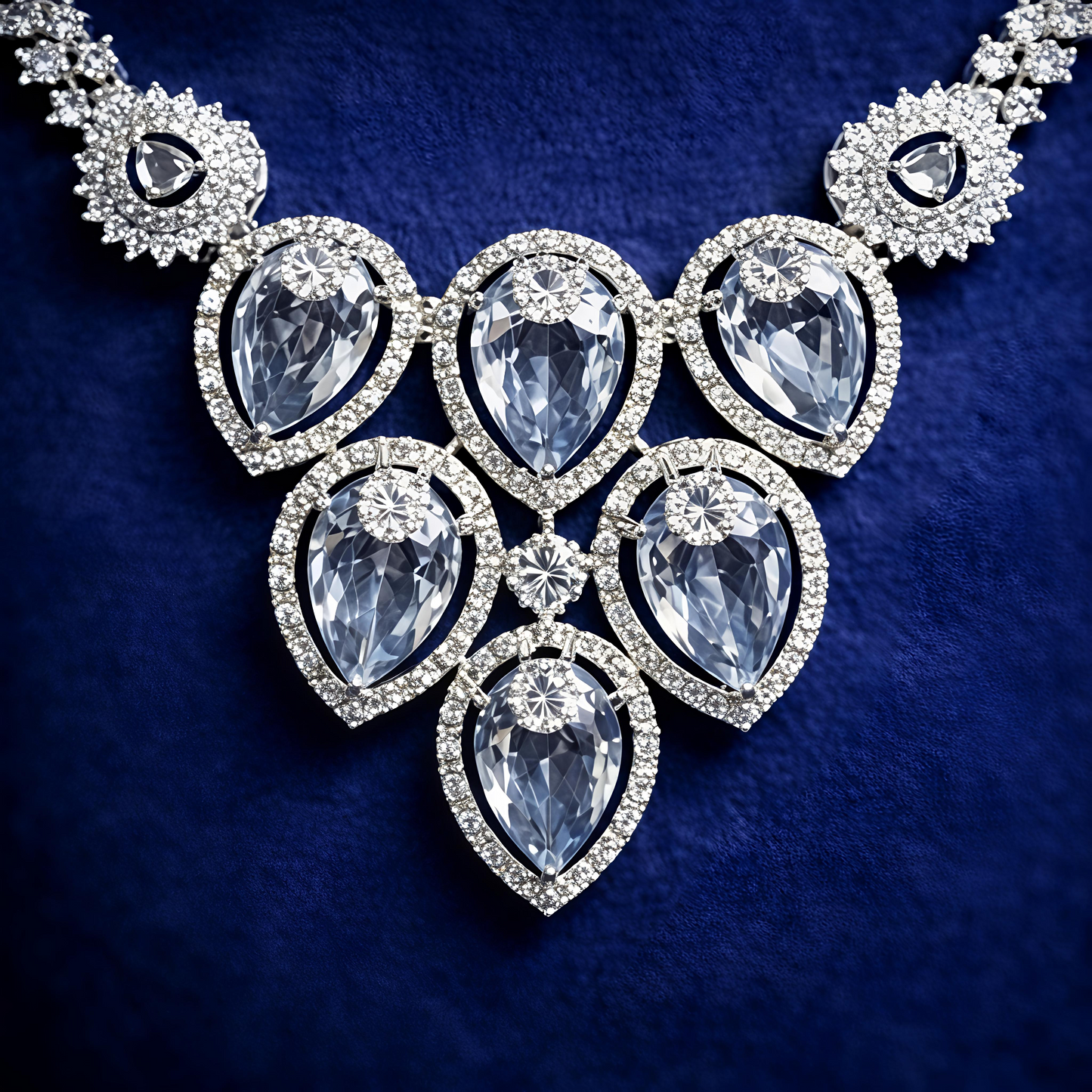 Luxury Crystal Drop American Diamond Necklace Set (MAN06)