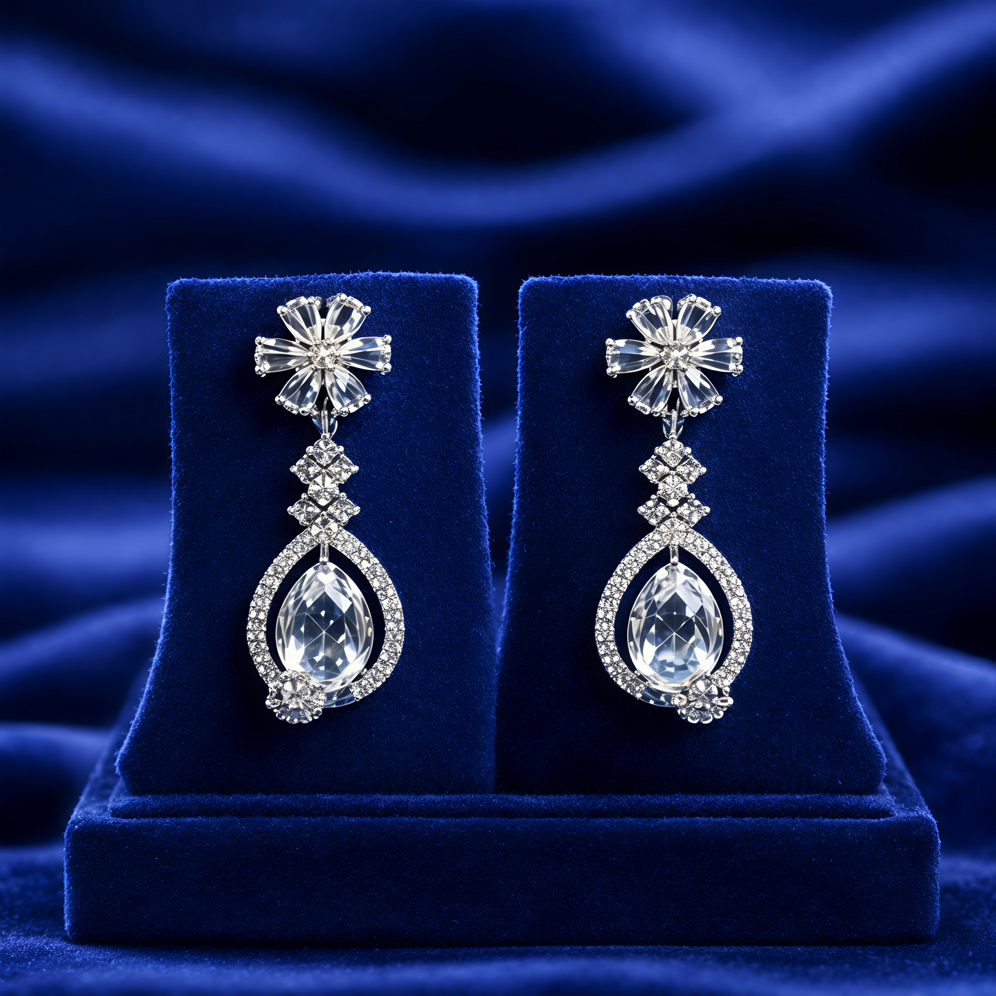 Luxury Crystal Drop American Diamond Necklace Set (MAN06)