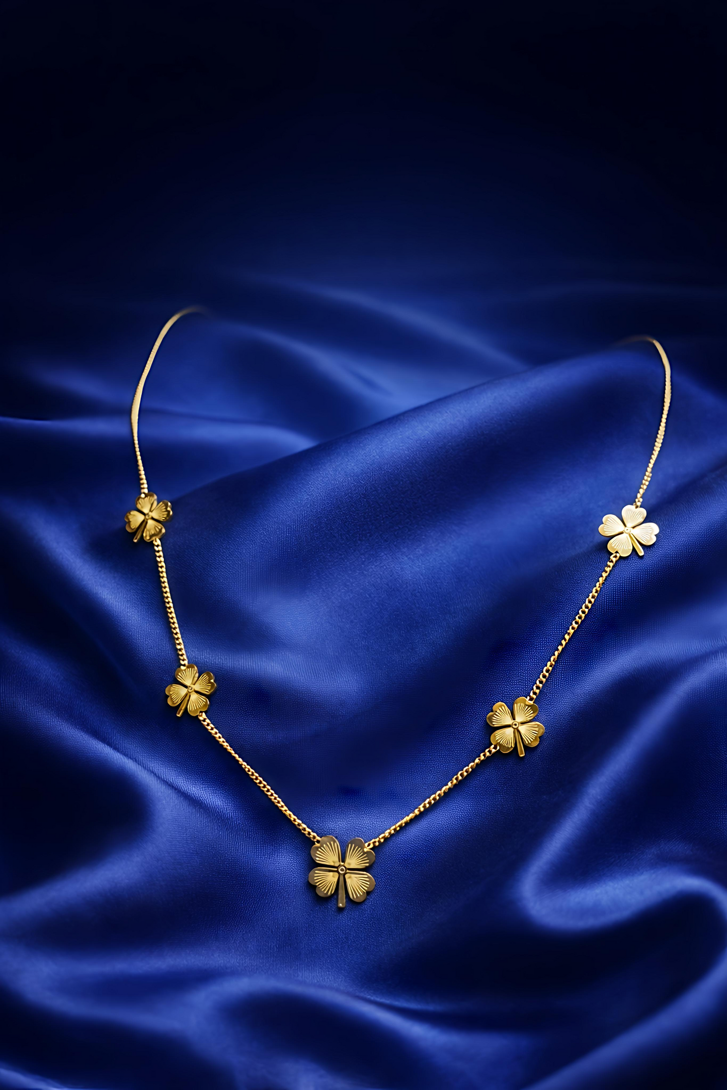 Elegant Gold Plated Clover Charm Necklace (WPS10)