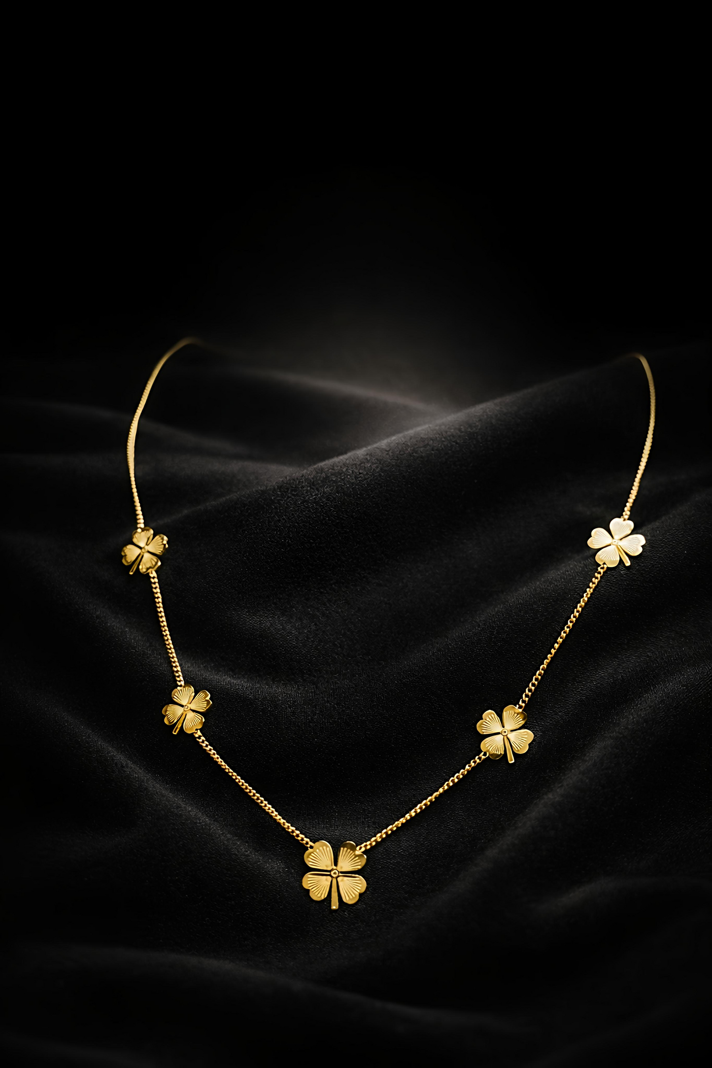 Elegant Gold Plated Clover Charm Necklace (WPS10)