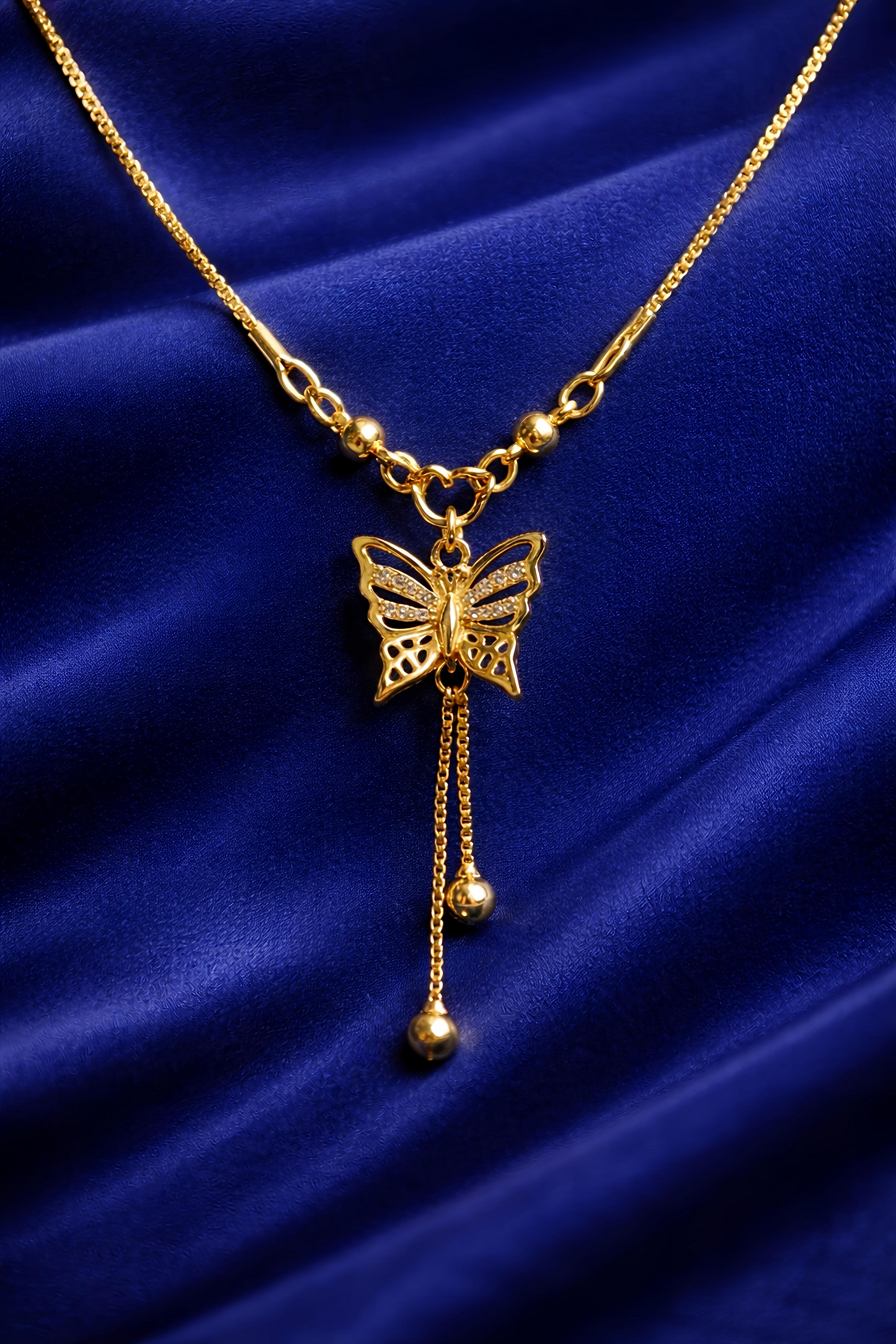 Elegant Gold Plated Butterfly Pendant Necklace (WPS4)