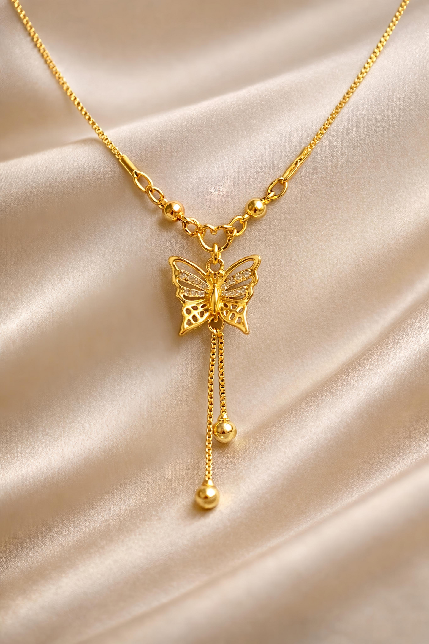 Elegant Gold Plated Butterfly Pendant Necklace (WPS4)