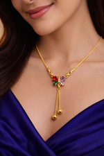 Elegant Gold Plated Multicolor Butterfly Pendant Necklace (WPS2)