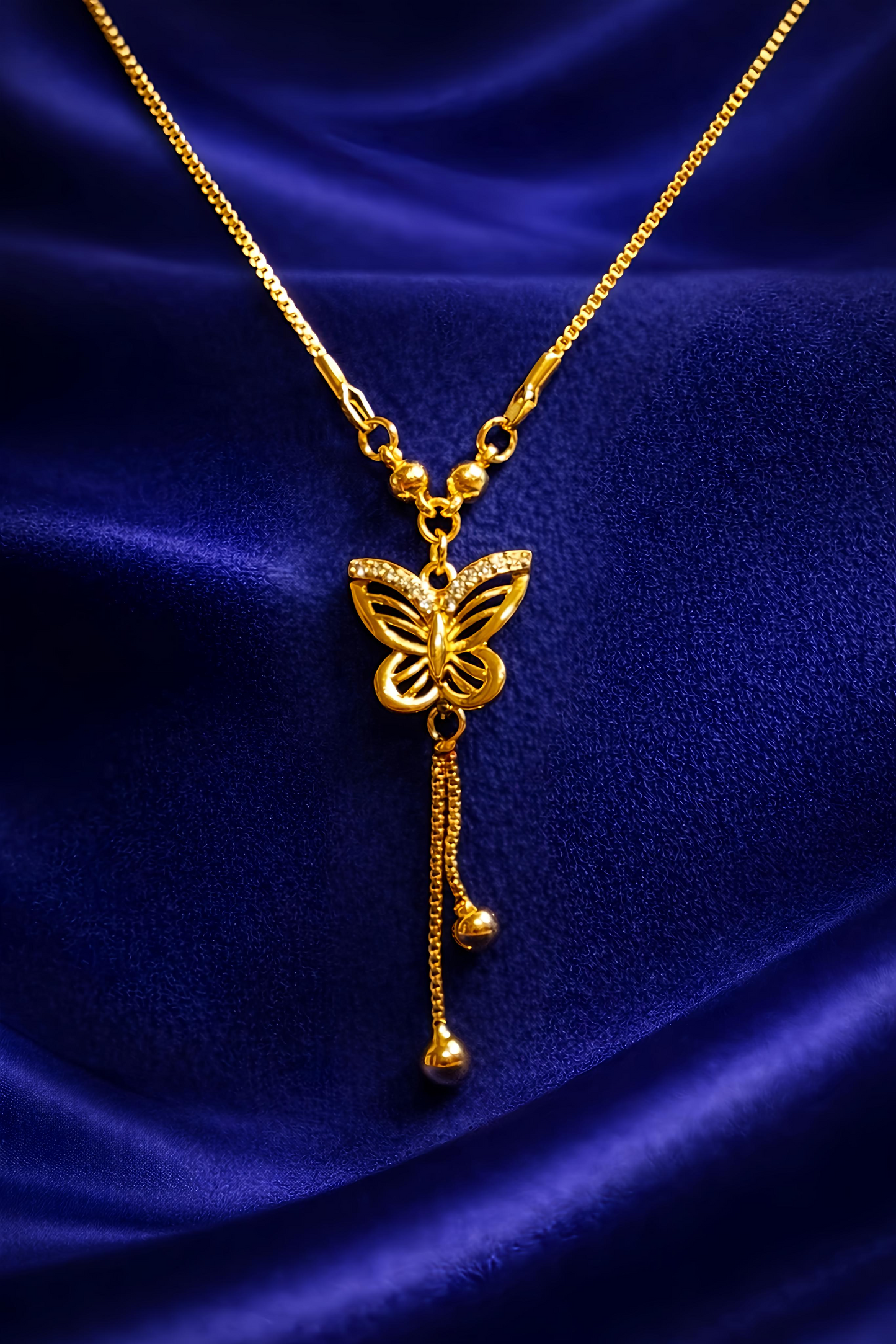 Elegant Gold Plated Butterfly Tassel Pendant Necklace (WPS5)