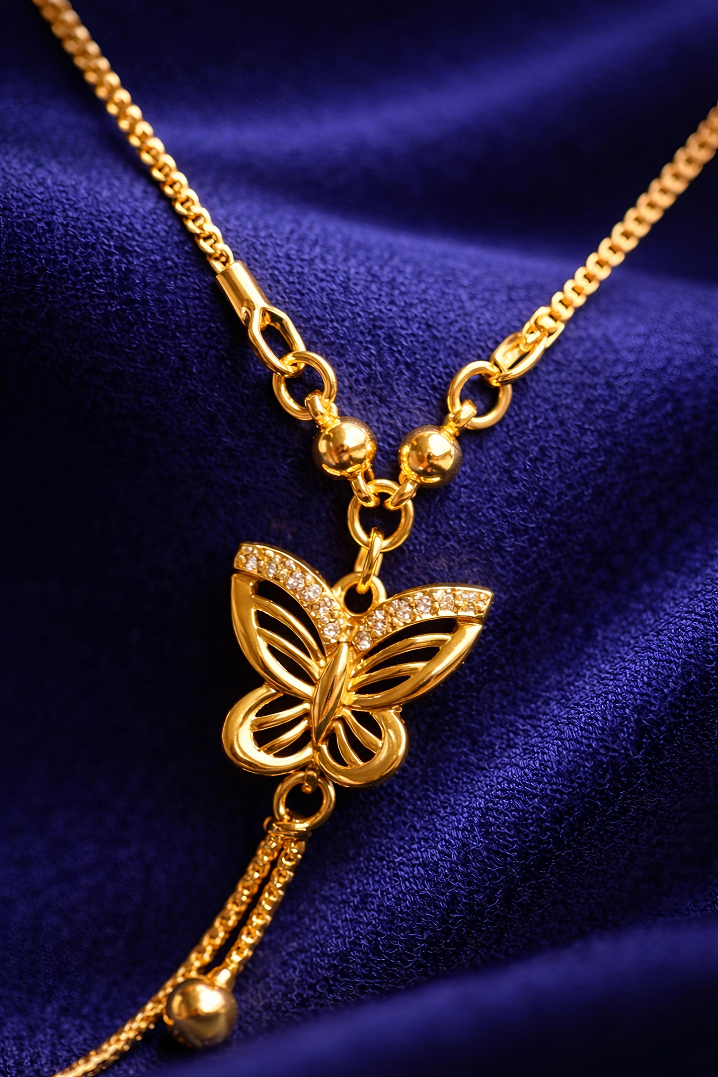 Elegant Gold Plated Butterfly Tassel Pendant Necklace (WPS5)