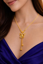 Elegant Gold Plated Butterfly Tassel Pendant Necklace (WPS5)