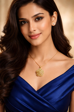 Elegant Gold Plated Floral Star Pendant Necklace Set (WPS7)