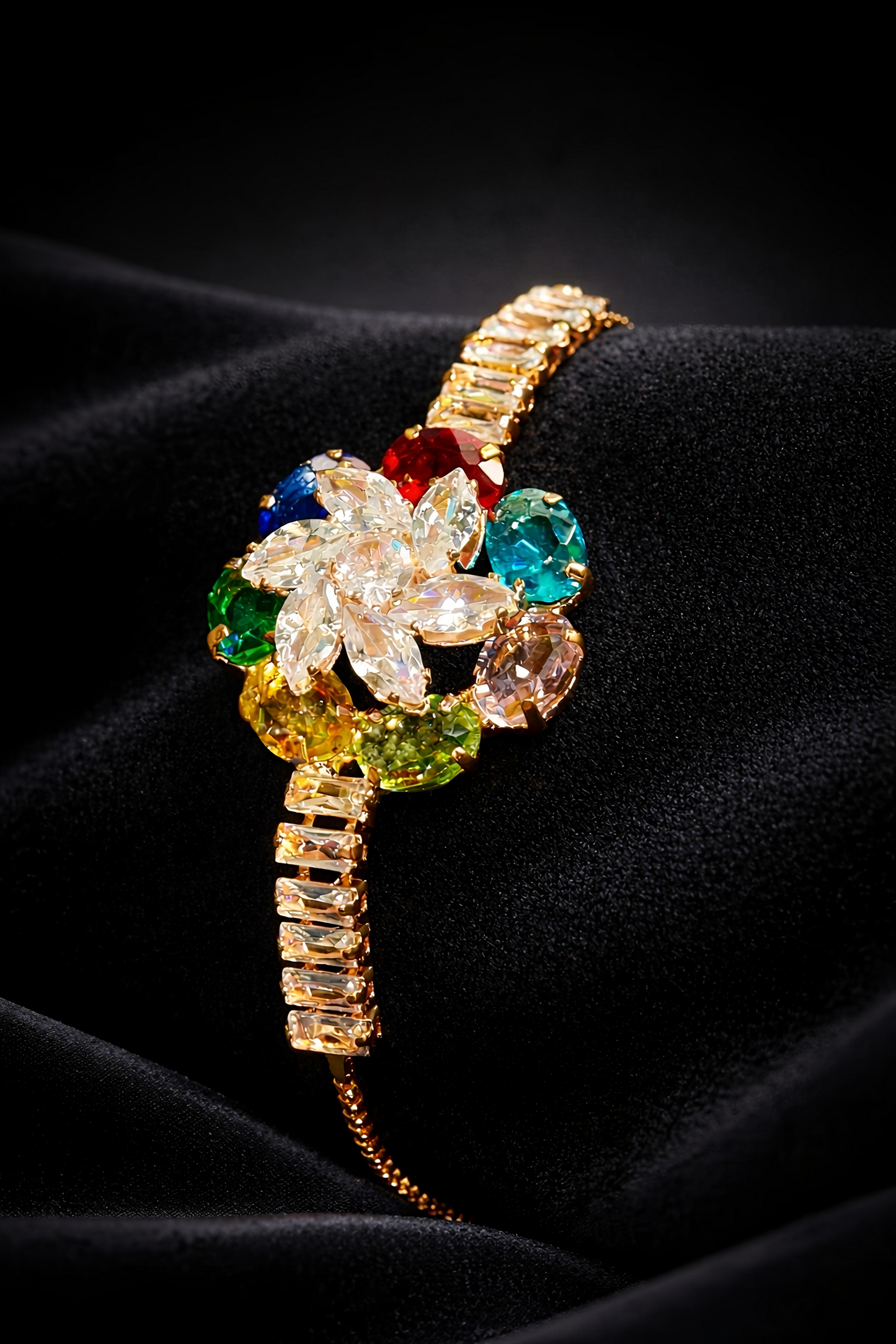 Luxury Multicolor Floral Crystal Bracelet for Women (BAR13)