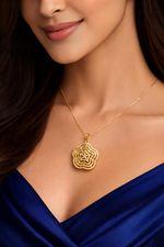 Elegant Gold Plated Floral Star Pendant Necklace Set (WPS7)